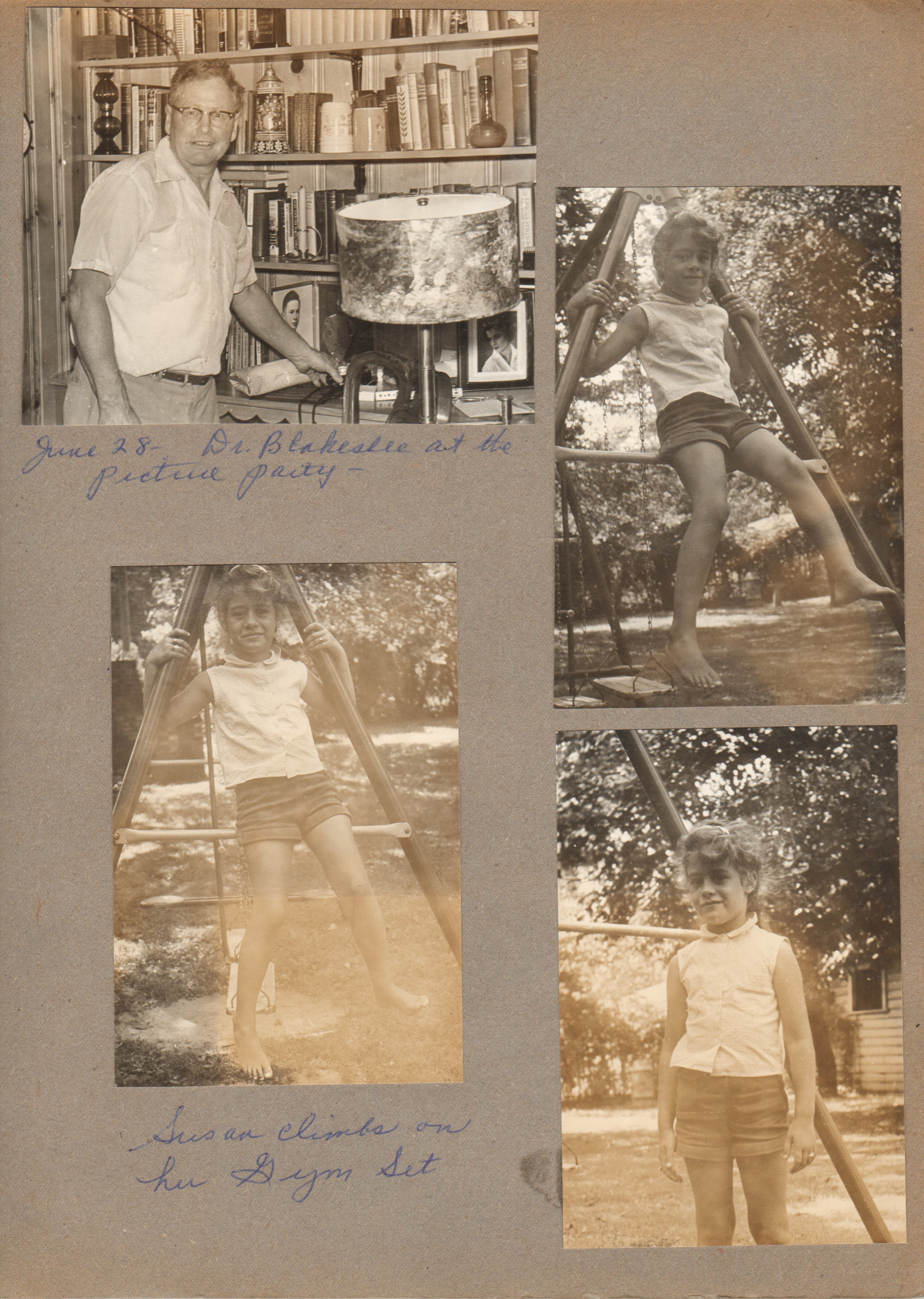 Dr Blakeslee at the picture party. Susan on swing set 6122