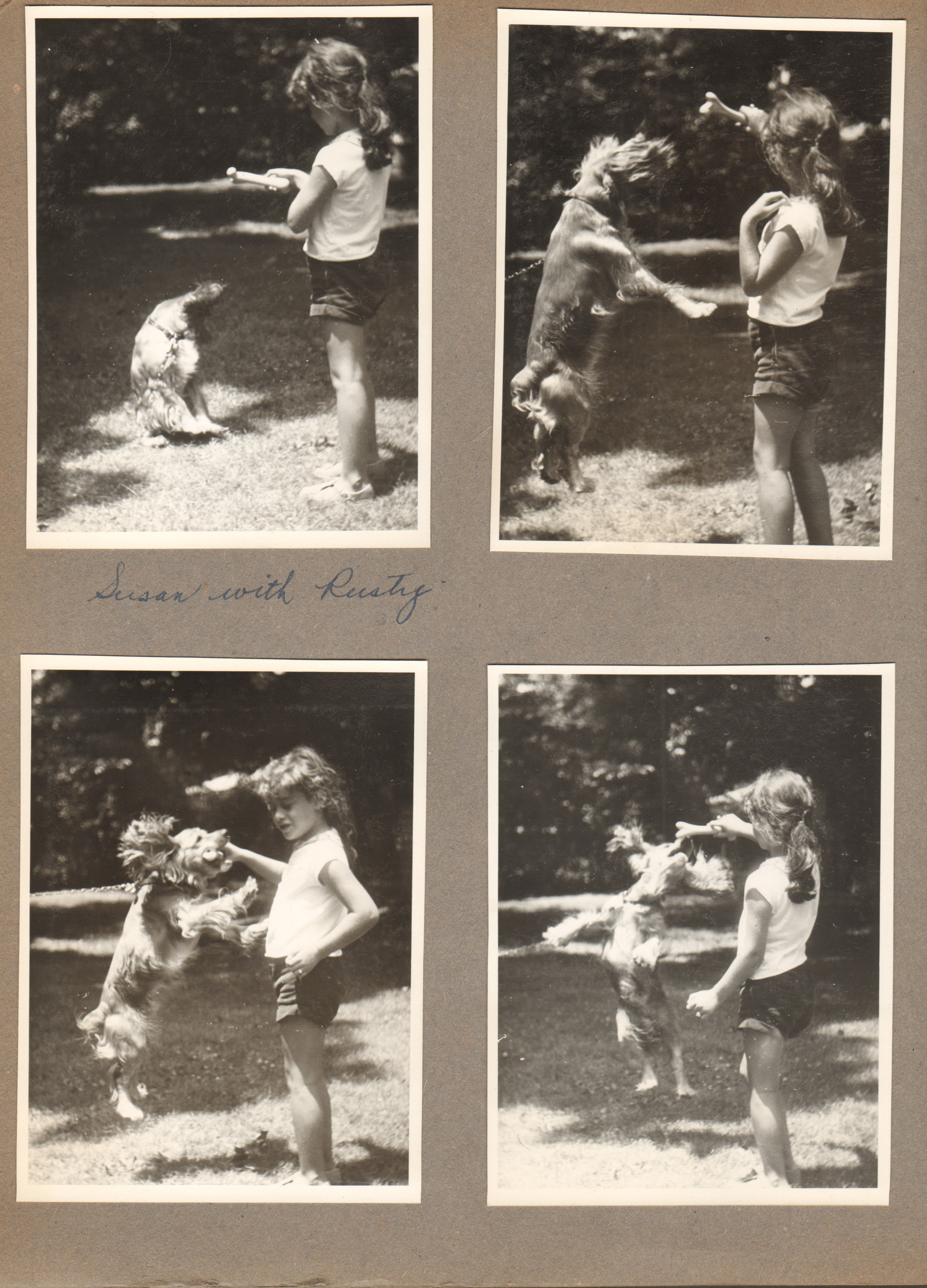 Susan and Rusty (Brawner's dog?) in yard