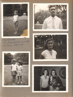 Susan front yard 6122. John, Rosemary. Sandy Brawner. First pictures with new Polaroid camera