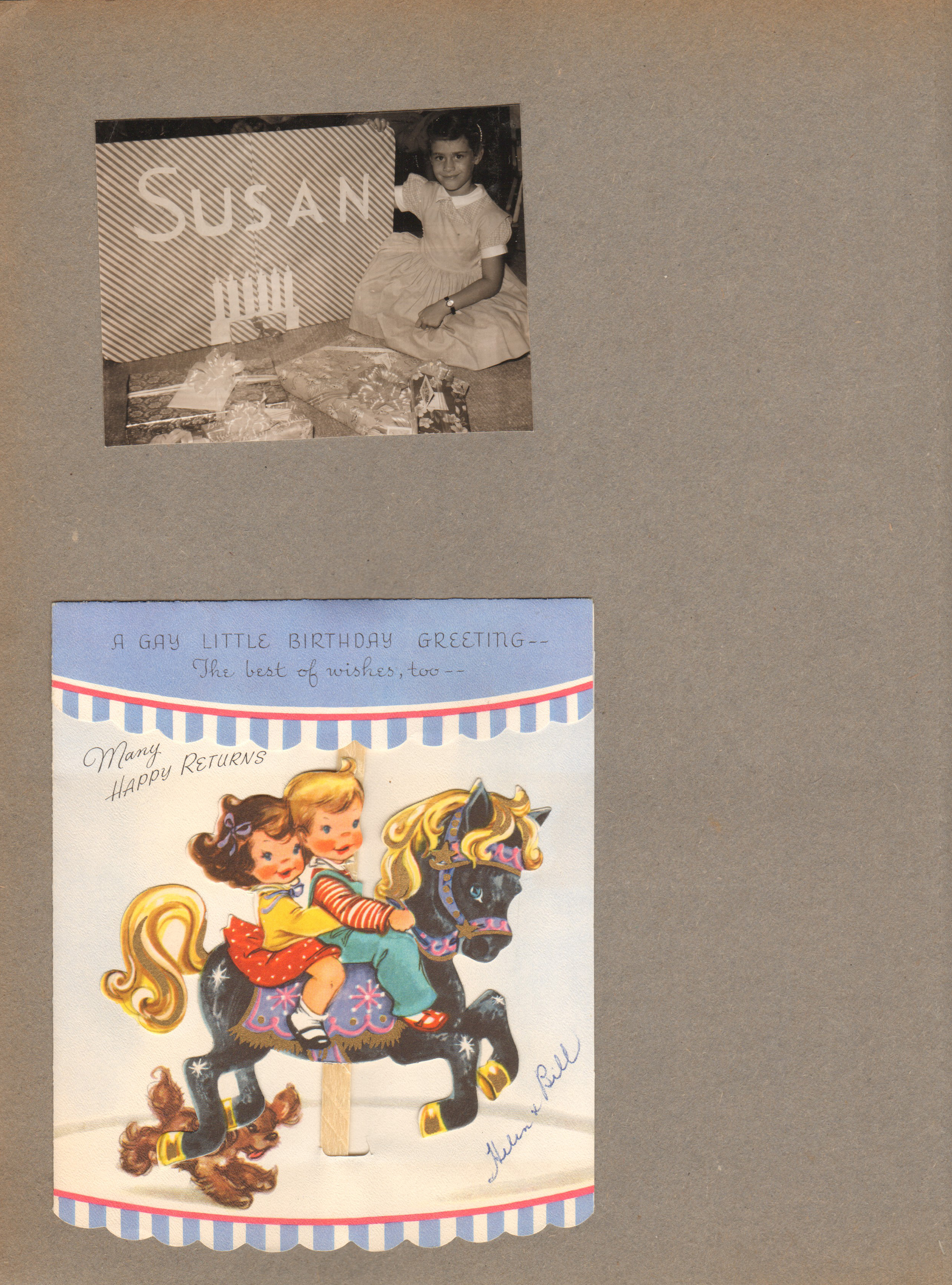 Susan with birthday sign. card