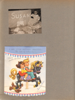 Susan with birthday sign. card