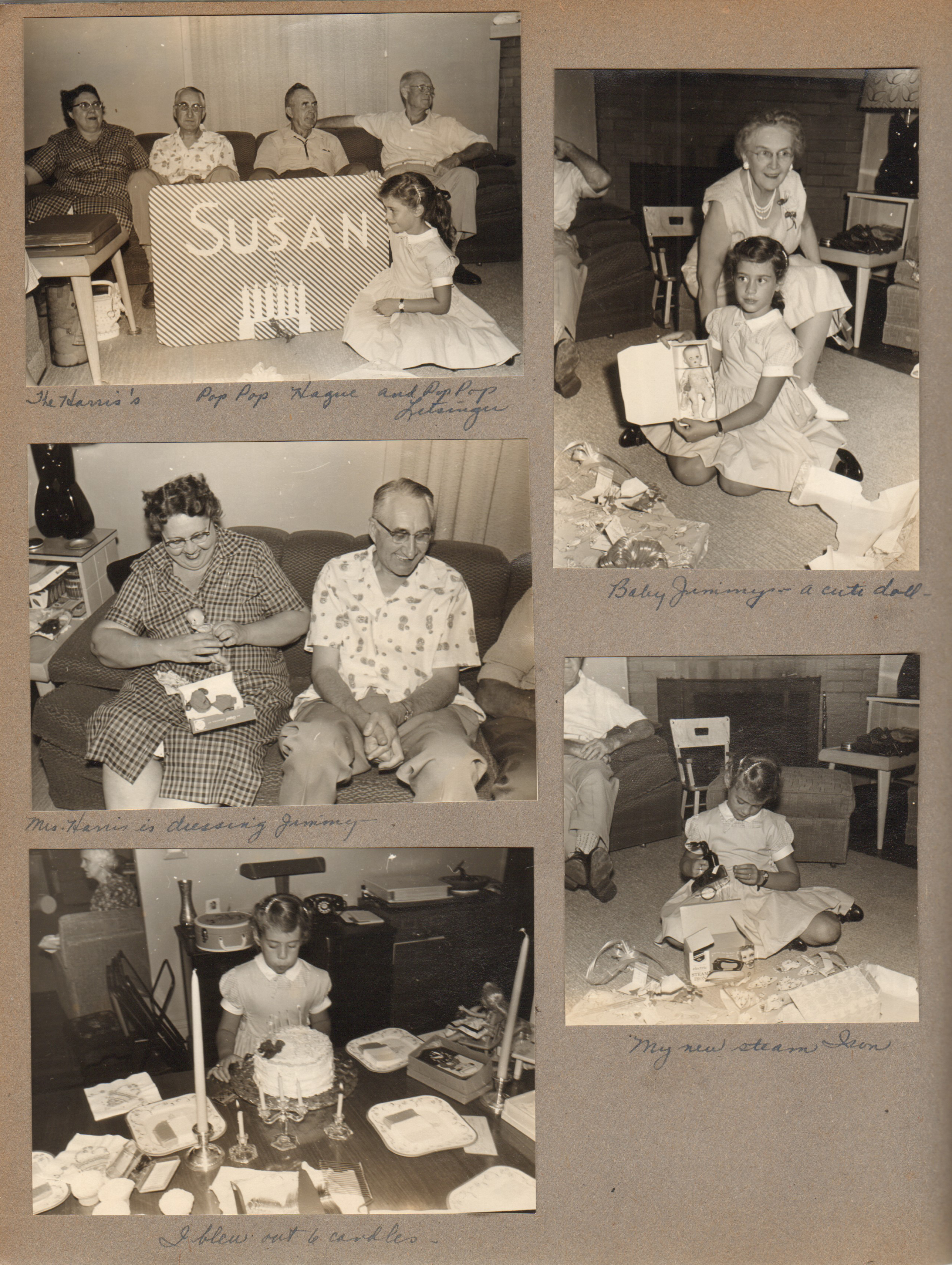 6122 living room - The Harris's, Girstle, Curt, Susan. Vonnie and Susan. The Harris's. Susan blowing out candles,