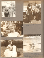 Susan took picture of John and Rosemary. Rosemary by castor bean. Susan missing 4 teeth. Susan and squash from Owen County. Susan at Riviera Club