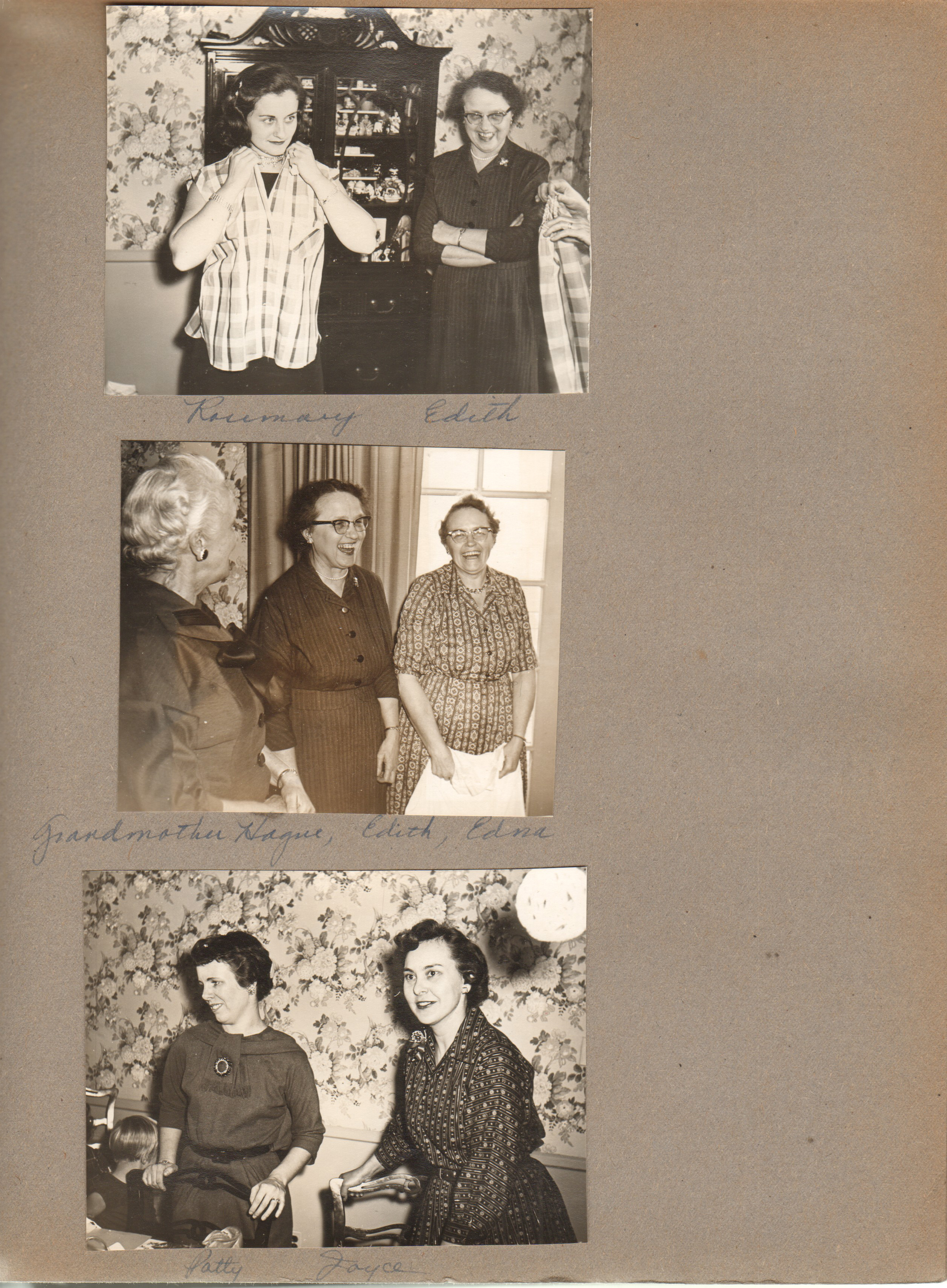 Rosemary and Edith. Helen Hague, Edith and Edna. Patty and Joyce.