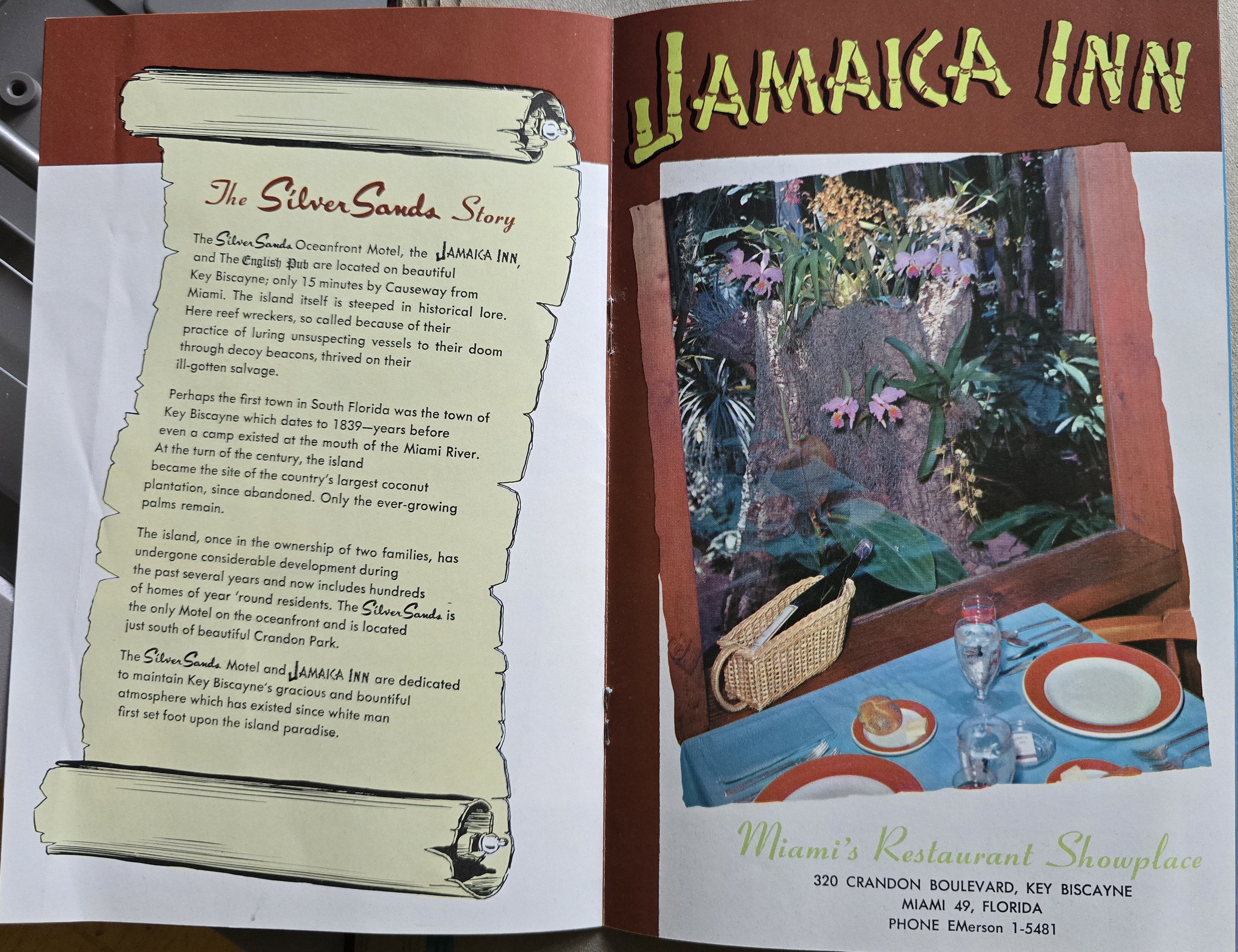 booklet for Silver Sands motel Jamaica Inn Miami