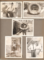 Hollywood Beach Florida - Neptune - John and Susan getting inner tube painted. Dino's Shack (Dean McLaughlin owns Neptune). Betty Lewis with fish. Bill and Ruth Salter