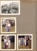 6122 castor bean 8815 Haverstick Helen and Girstle out front. Curt, Vonnie, Susan. Vonnie, Helen, ???, Nora, Rosemary
