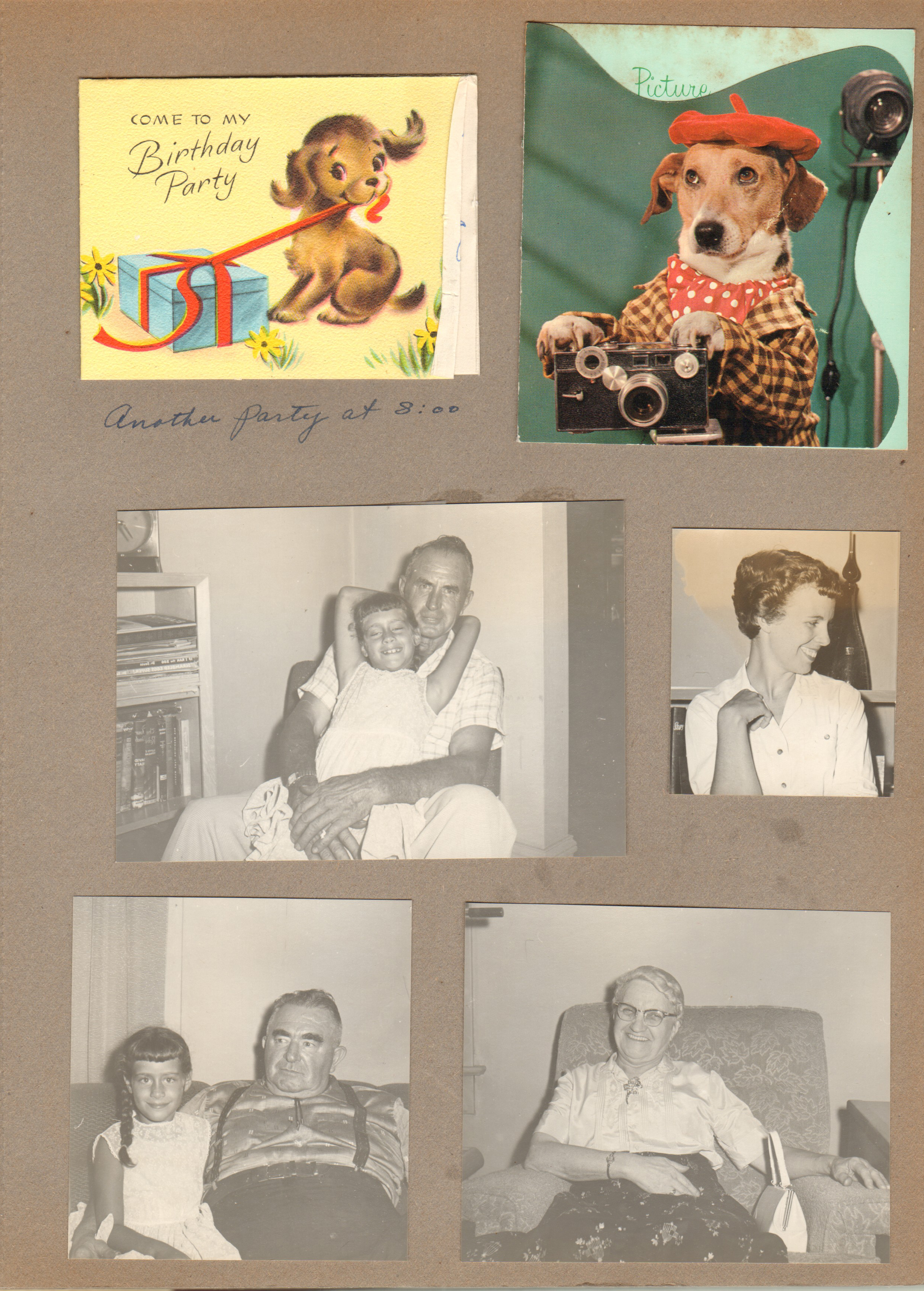 Susan's birthday cards. Girstle and Susan. Patty. Susan and Glen (Girstle's brother), Nora Hague?