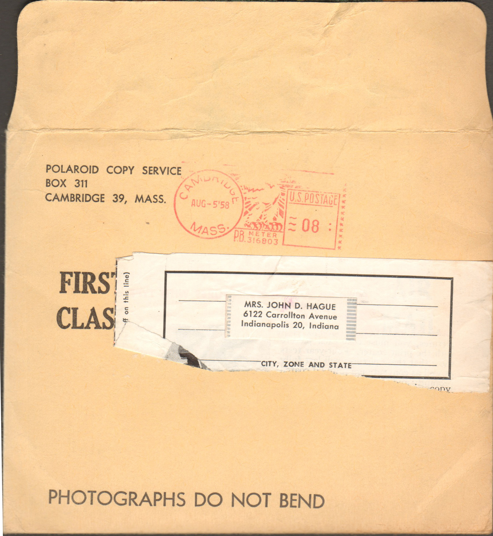 Polaroid Copy Service envelope