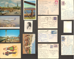 stuff in envelope - postcards from Warren in Europe and picture of Susan shushing.