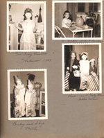 6122 - Living room - Susan as fairy princess for Halloween. Becky and Skip Miller as clowns. Paul and Fritz Blum and Debbie Colain in costumes. Kitchen - carving pumpkin. 