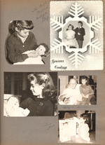 Christmas card - The Bill Millers - Becky and Skip. Susan feeding doll. Curt and Susan. Tiny Jean doll