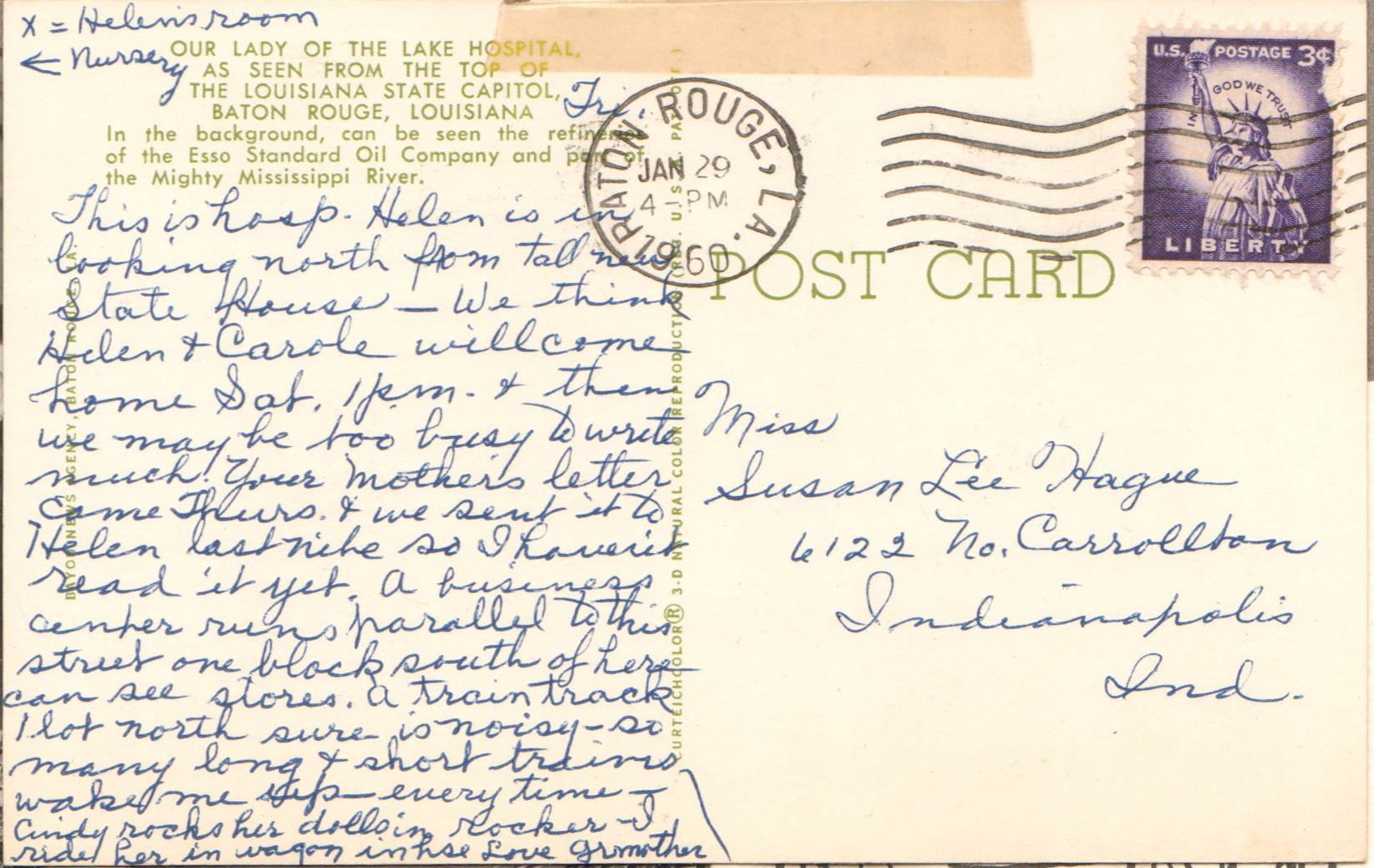 Postcard of Baton Rouge hospital Our Lady of the Lake