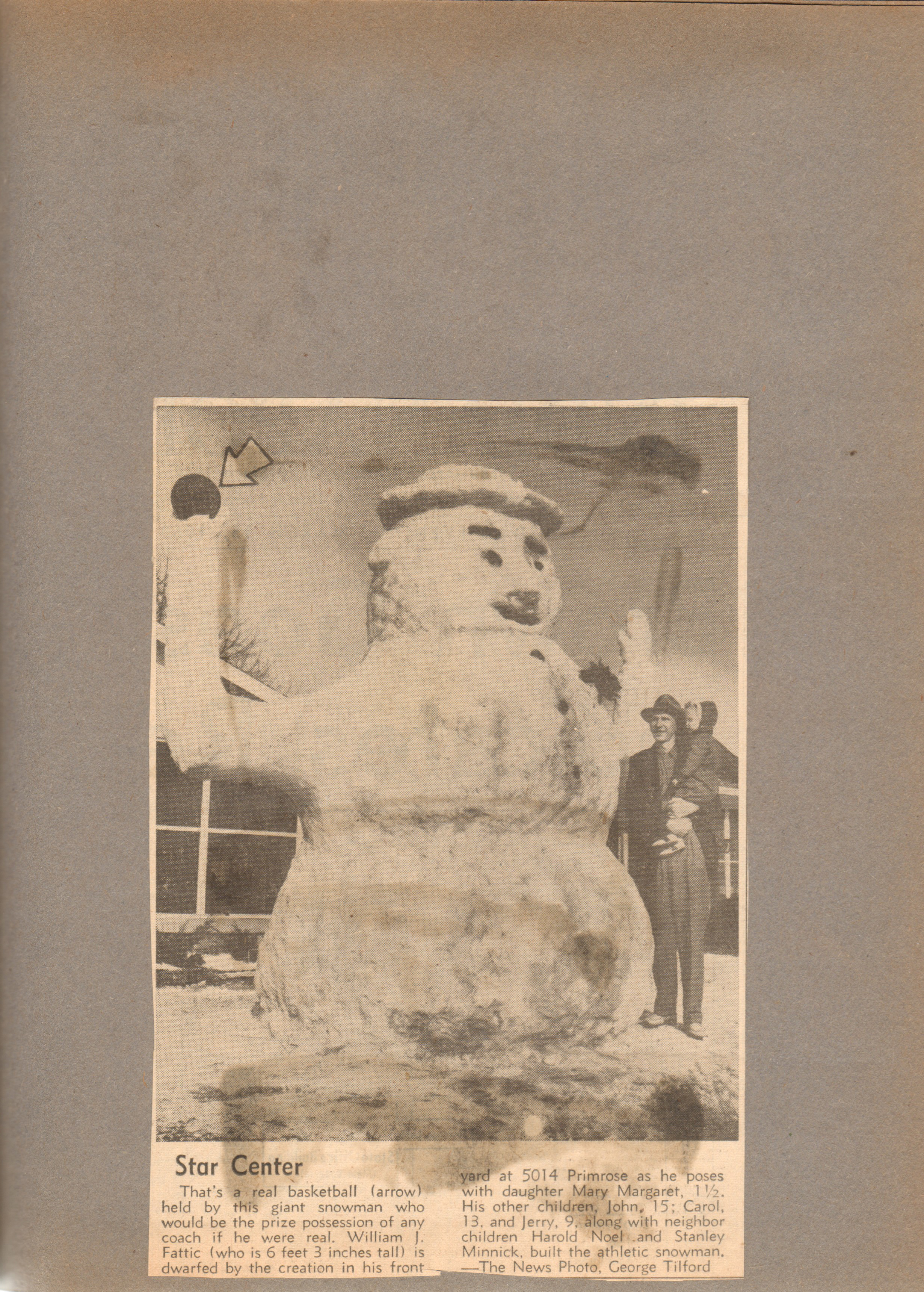 Newspaper clipping giant snowman