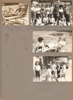 Karin Hansen and Cecily Craft on porch lounge. Group - Becky Lemond, Claudia Nash, Susan, Charlotte Wilson, Ann Keffler, Teresa Zimmerman, Robin Silver, Cecily Craft, Carol Vaught, Donna Silver, Diane Craig, Nancy Braun, Karin Hansen, Jennifer Justice. Broom game on driveway.