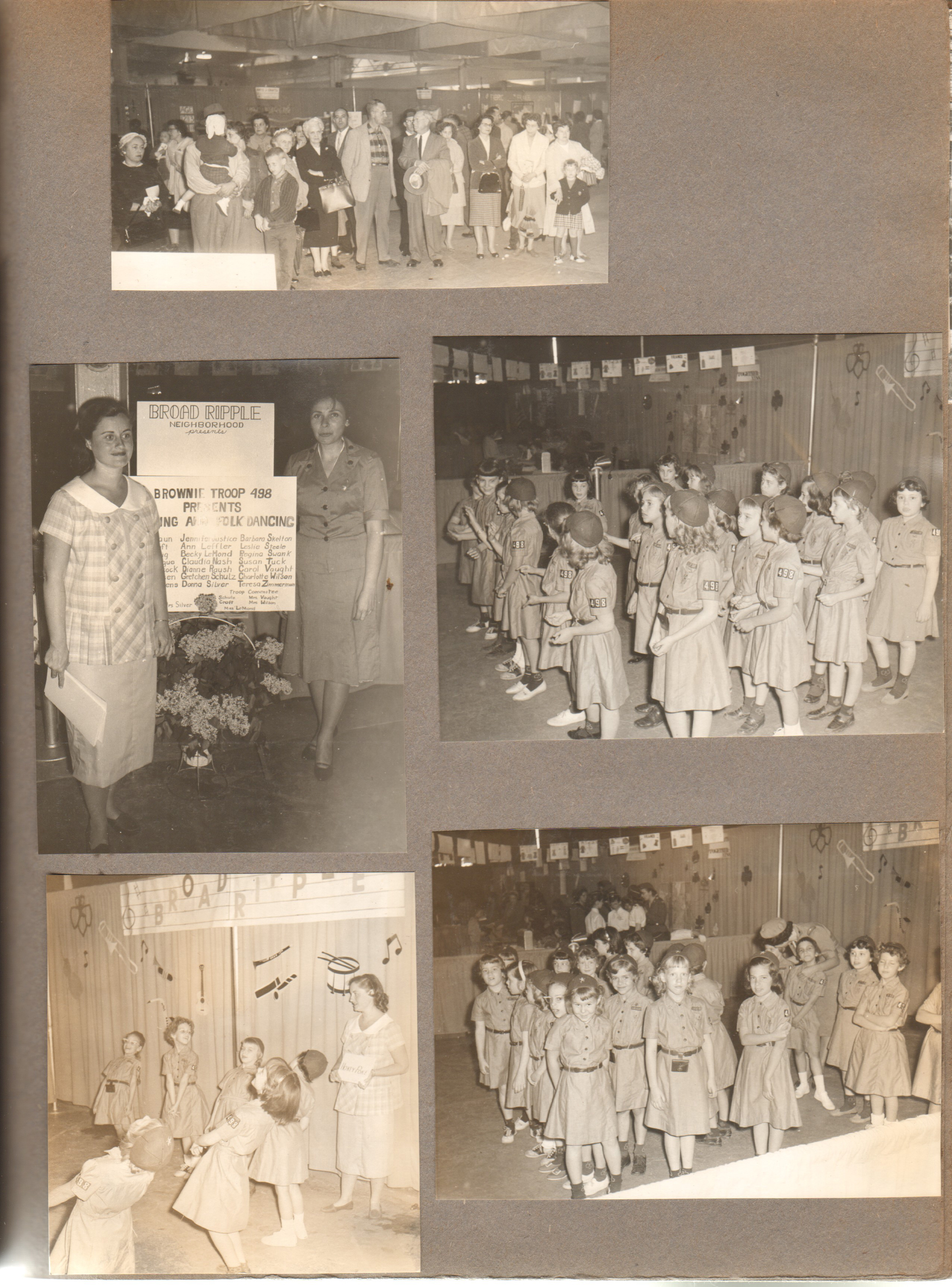Brownie Troop 498 Broad Ripple - Rosemary. At State Fairgrounds. Vonnie, Helen, Girstle, Curt. Susan