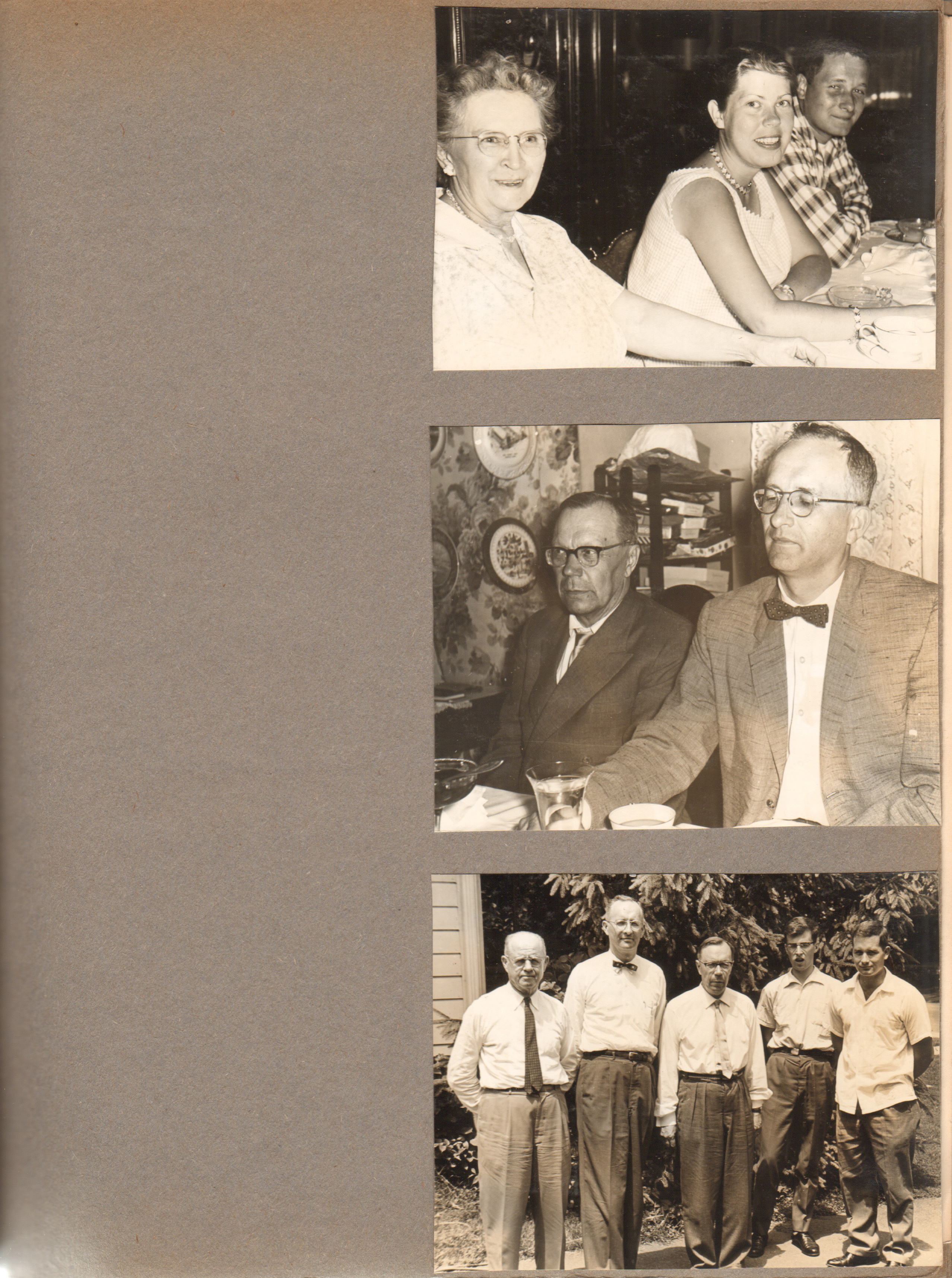 Salminen visit - at 3845 - Vonnie, Betty, Dave. Aarne, Warren. At 6122 Carrollton - Curt, Warren, Aarne, Paavo, Dave.