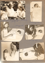 Baby pictures Alan - Vonnie, Curt, Rosemary. Susan. Susan is the first to hold him.
