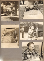 Olvie Meyers two doors south on Carrollton. John and Girstle with concrete truck for new walkway at 6122. Girstle feeding Alan.