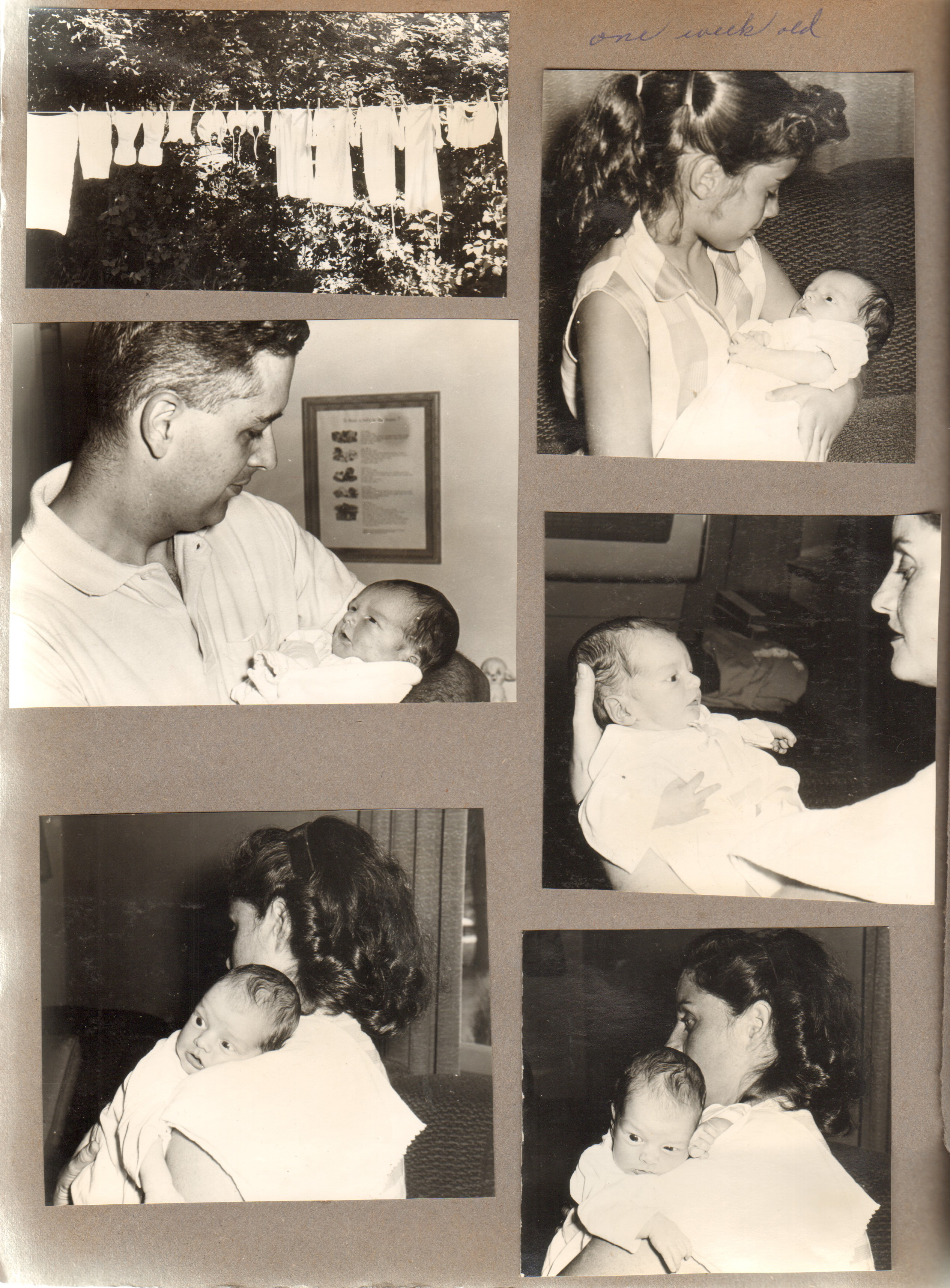 Baby pictures Alan - John. Susan. Rosemary. Laundry on line.