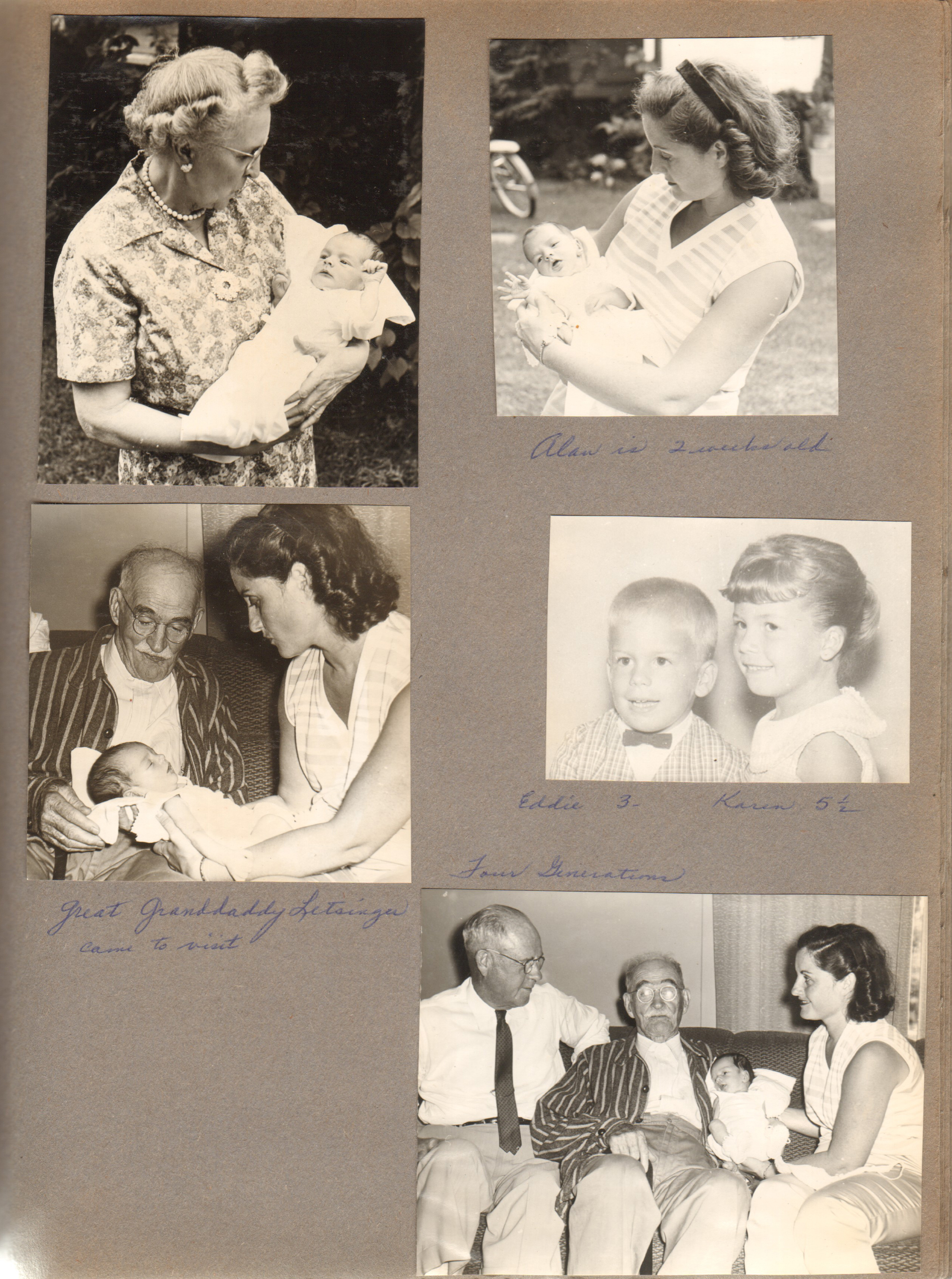 Baby pictures Alan - Vonnie. Rosemary. Great Granddaddy Letsinger - Theodore. Curt.  Eddie and Karen.