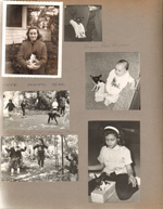 Rosemary and (first) Princess puppy in front of 6122. Alan and Princess. Playing on driveway - Brownie Troop 498 Saturday Picnic - Susan, Diane Roush. Susan with Princess in kleenex box.