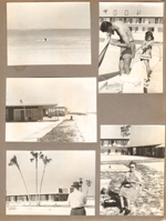People in ocean. House on beach. Curt at Congress Inn. John and Susan at Congress Inn pool. Vonnie