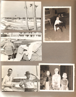 John and Curt at motel pool. Alan standing with stool in living room 6122. Probably Susan and two friends in Halloween costumes in living room.