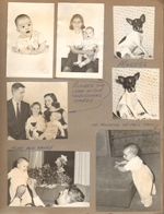 Christmas portraits John, Rosemary, Susan, Alan, Princess. John and Alan in living room - Alan standing with ottoman.