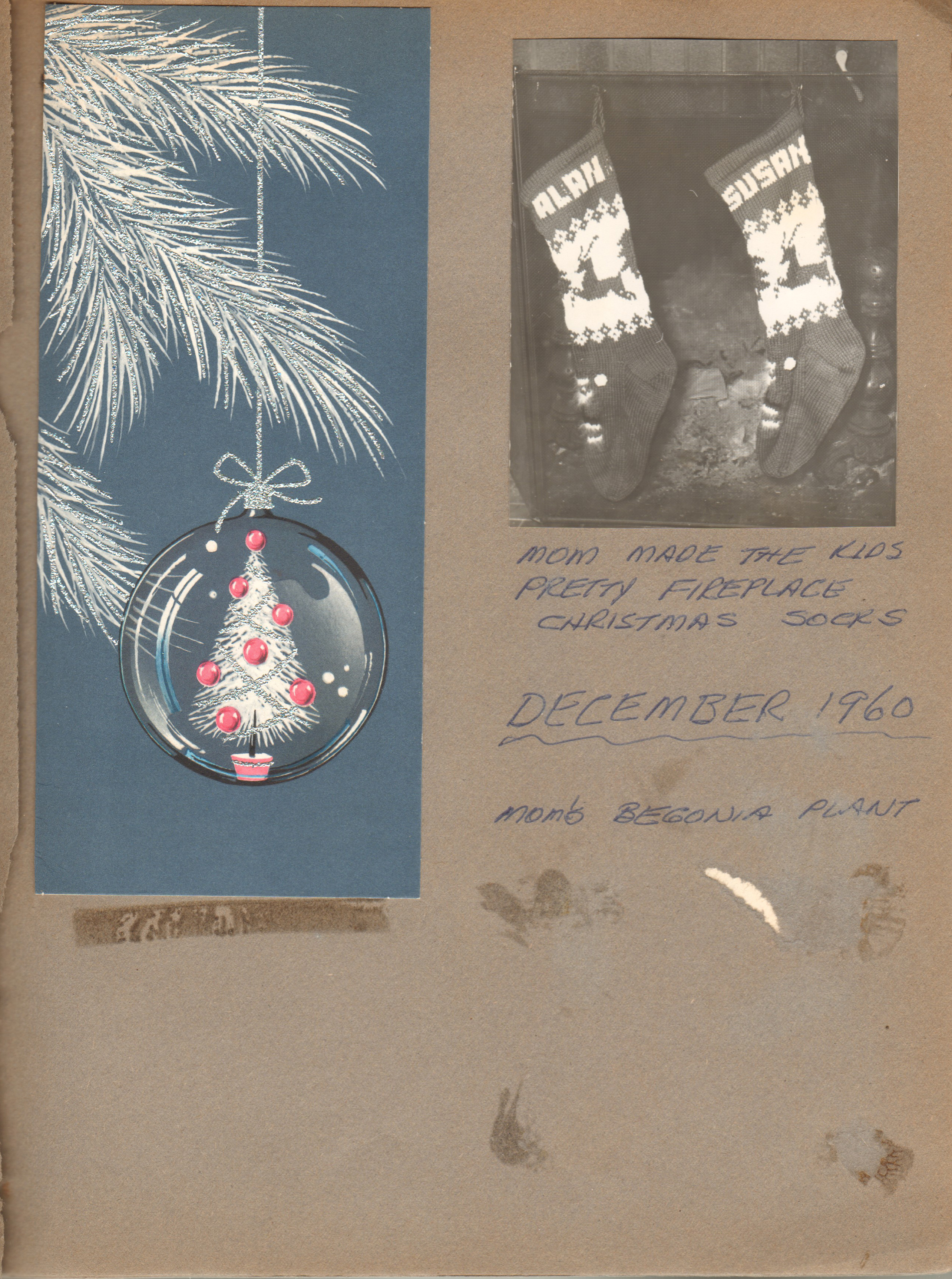 Christmas card. Stockings - Alan and Susan's December 1960