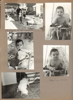 Hollywood Beach - Neptune - John, Susan, Alan, Rosemary standing by shuffleboard. Alan 9 months - stroller. In unit.