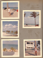 Hollywood Beach - Neptune - color - Susan palm tree. beach, pictures from sun deck. Susan with barbell float.