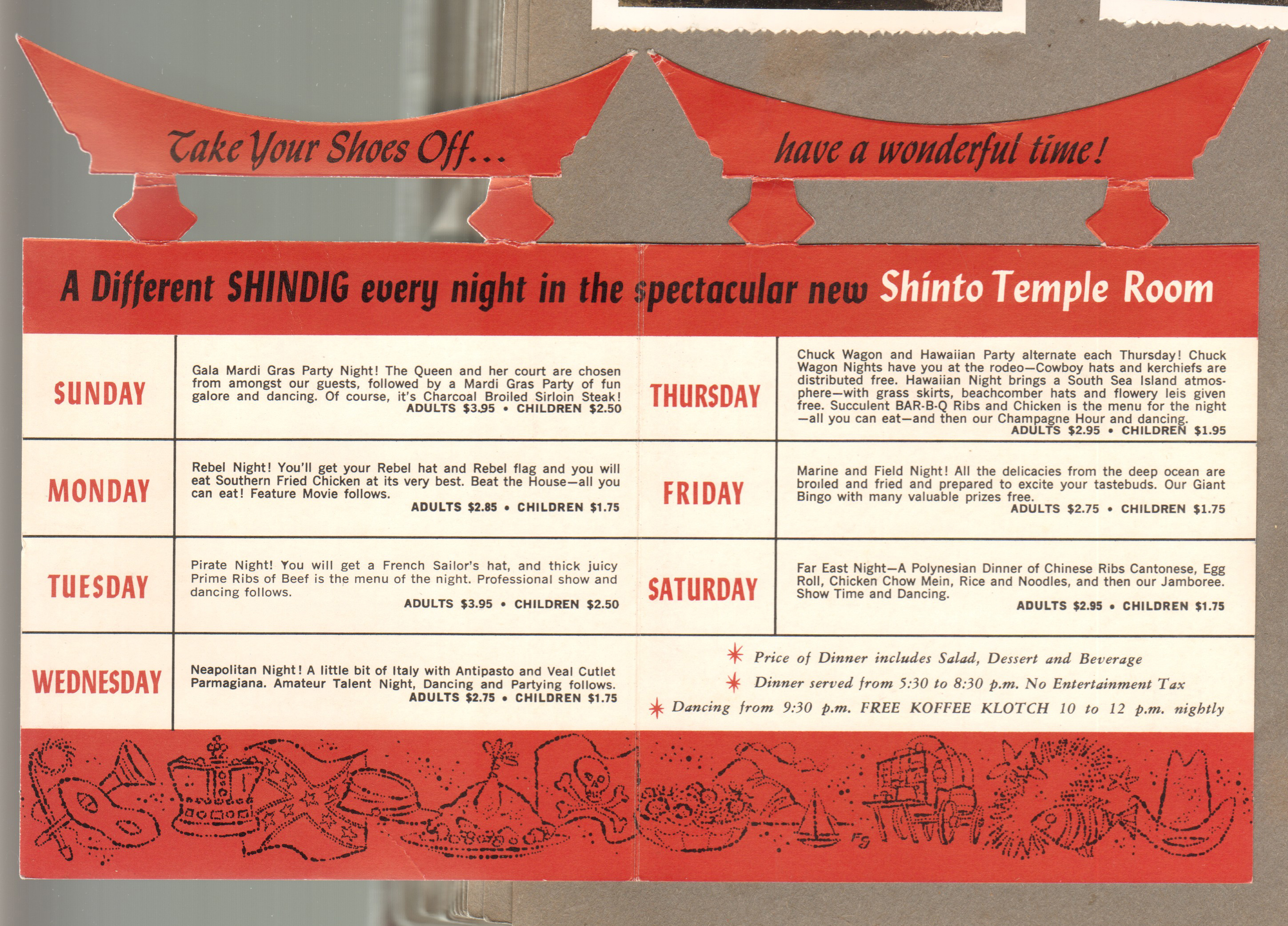 Menu from The Castaways Shinto Temple Room - 16375 Collins Ave. Miami Beach
