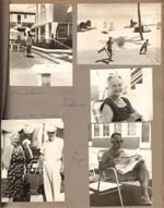 Hollywood Beach - Neptune - Grant David watering grass. Lucy and Bill McCutchen. John and Susan on broadwalk. Lucy Gottschalk. Mr Meyers reading newspaper.