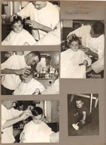 Alan's first (and last) barber haircut - May 8, 1961. Broad Ripple barber, but no idea who.