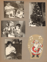 6122 Christmas - Susan doll clothes. Alan huge monkey. Susan crochet maybe. Santa cutout. Christmas Tree in dining room.