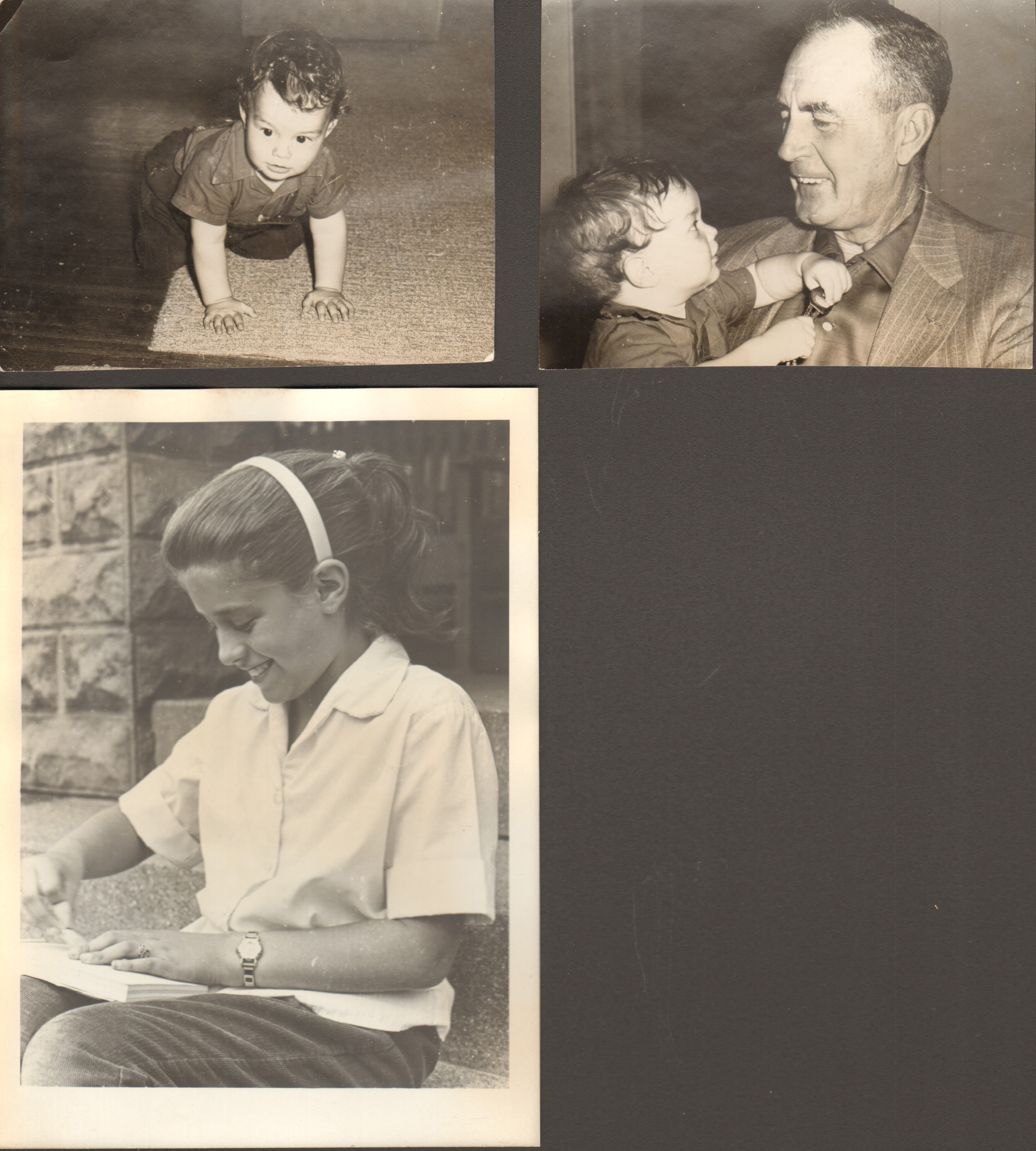 loose photos - Alan crawling. Alan and Girstle. Susan on steps.