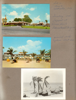 Postcard - Holiday Inn, Williston, Fl. Postcard - Neptune. Cabanas and palm trees on beach at Hollywood