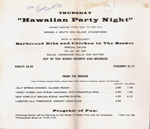 The Castaways - Miami Beach - placemat menu - Thursday Hawaiian Party Night