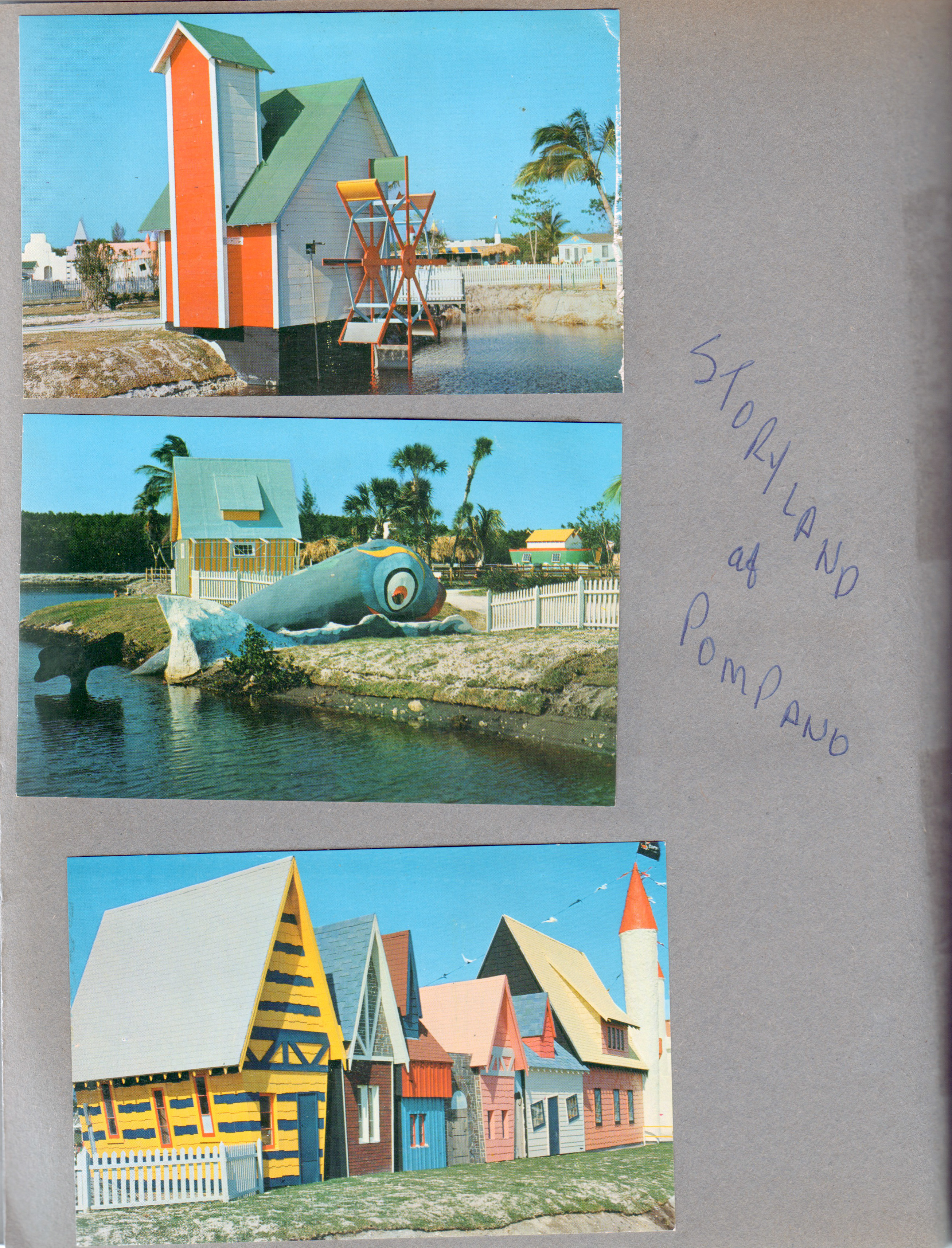 Storyland Florida - Pompano Beach - postcards - mill, fish, houses