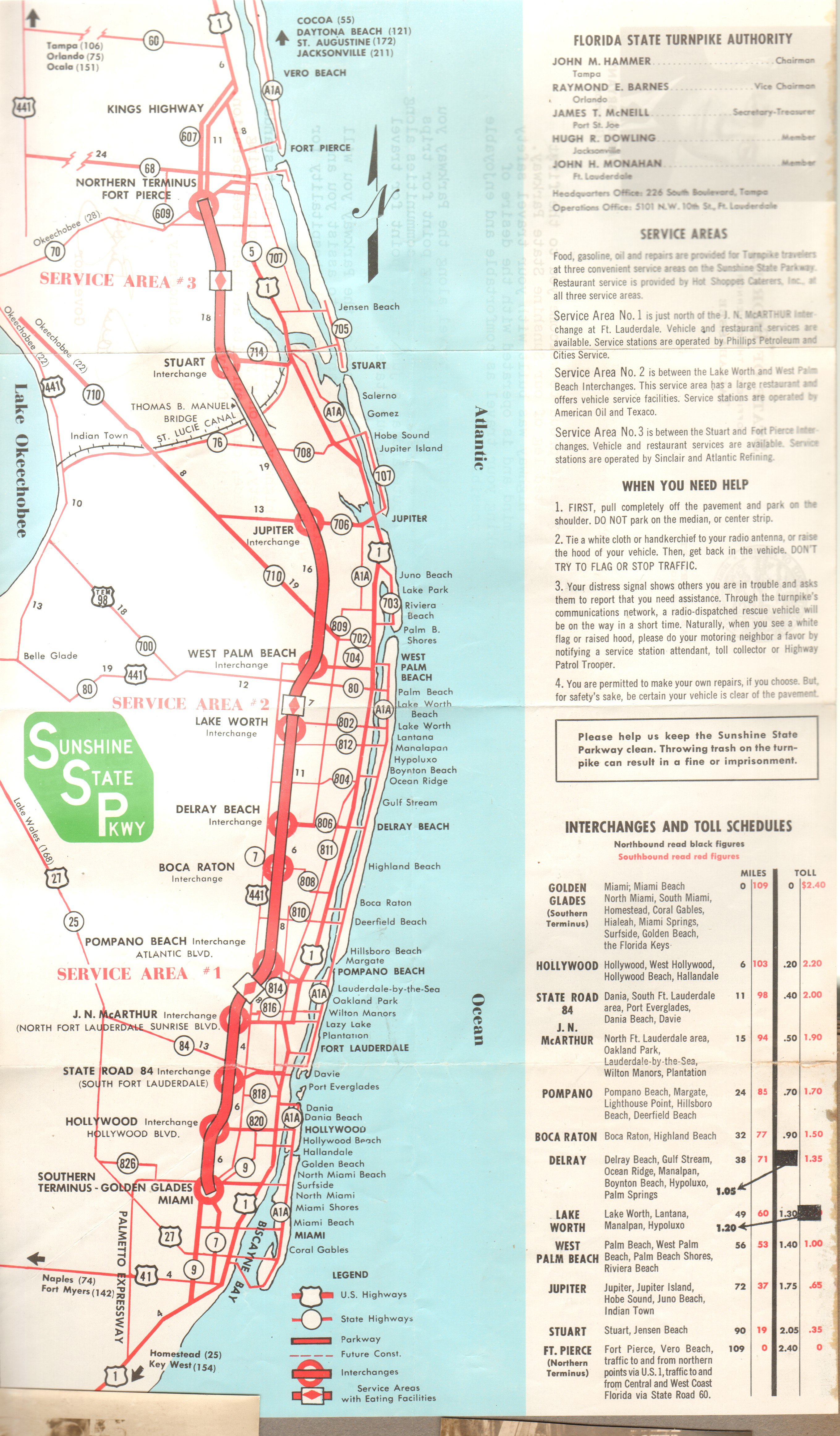 Florida's Sunshine State Pkwy Turnpike map