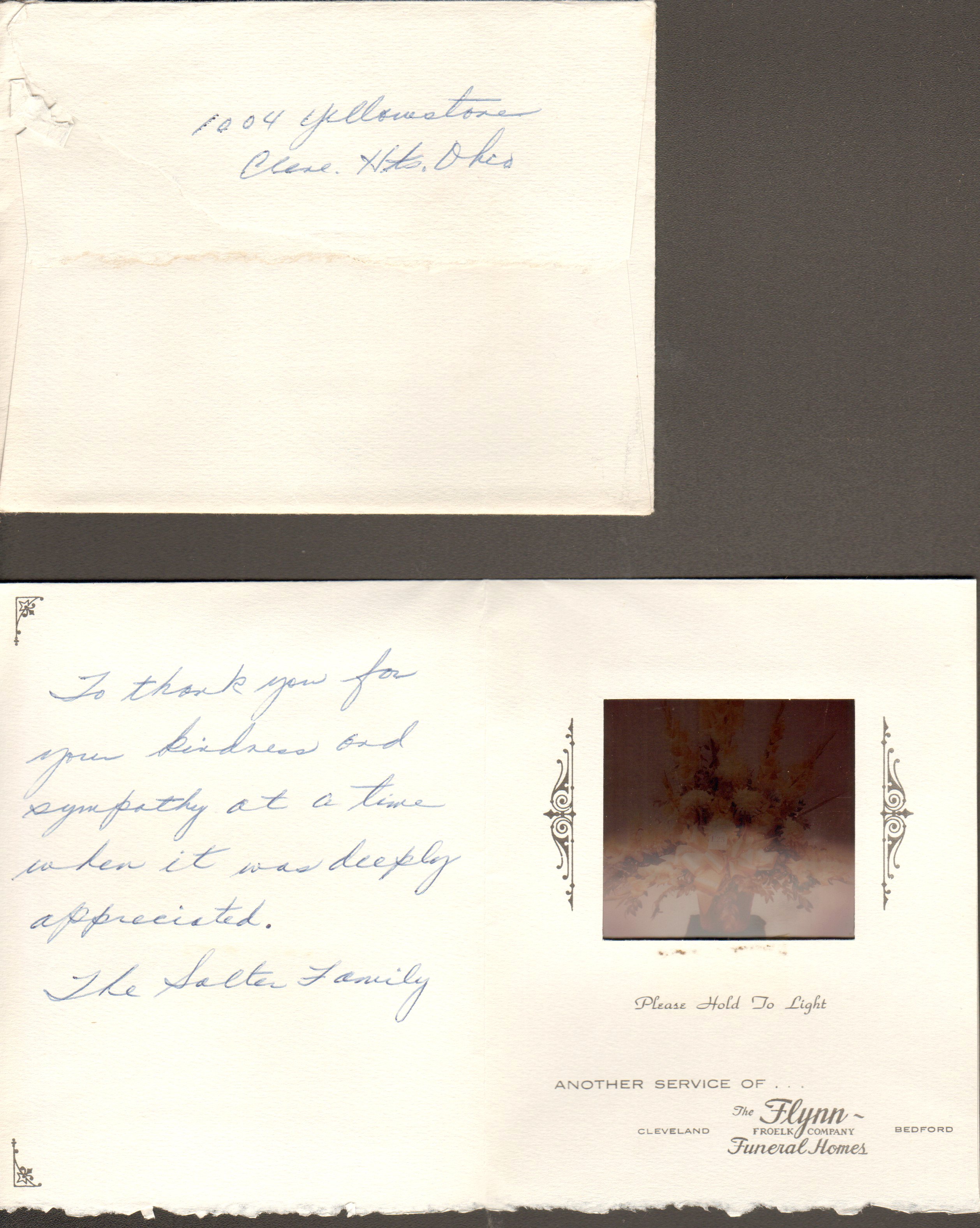 note to the Hagues - film of flower - The Salter Family