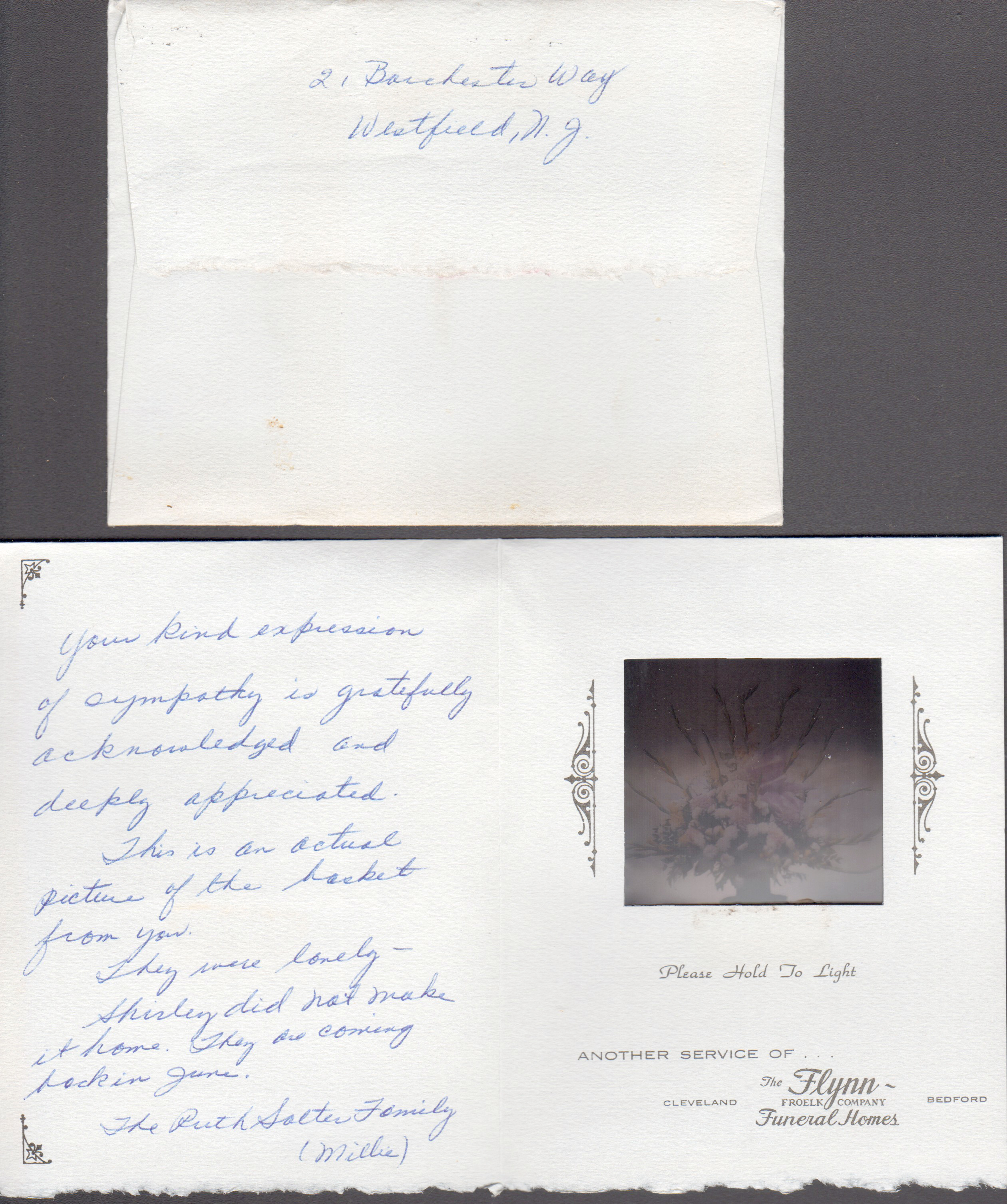 note to the Hagues - film of flower - The Salter Family
