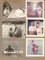 Alan birthday cake 2 years old. John and Susan riviera Club. Curt and Vonnie wedding anniversary. Rosemary and Alan in pool - July 1962.