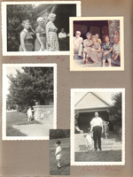 Draper Reunion in Bedford - Christine, Hazel, Inez. (I think Becky Waldron in brown dress, mother Dorothy Cole to right, grandmother Louise Cole to left. Alan. Warren.
