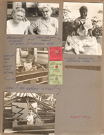 Grandmother Vonnie Letsinger and Great Grandma Nora Hague at Susan's 10th. Susan and Alan at Little America. Ticket stubs. Susan's elephant birthday cake.