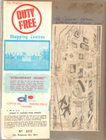 Niagra Falls Duty Free Shopping Center brochure. Parking pass. Canadian National Expo Map.