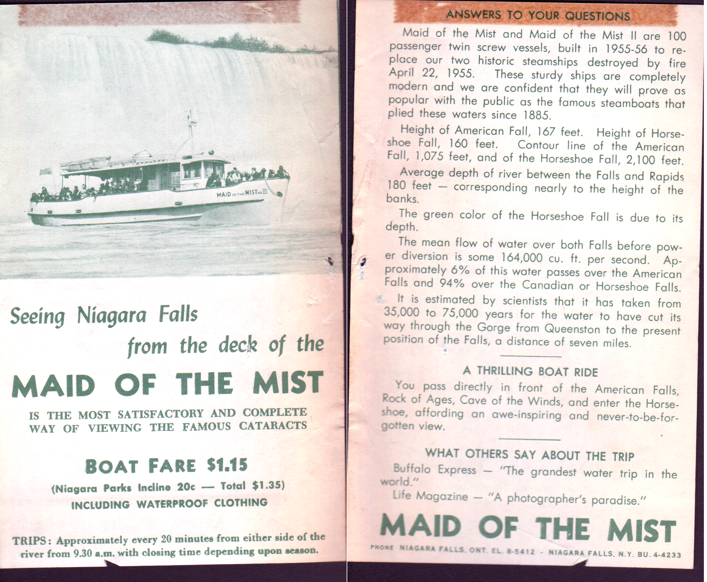 Niagra Falls Maid of the Mist ticket