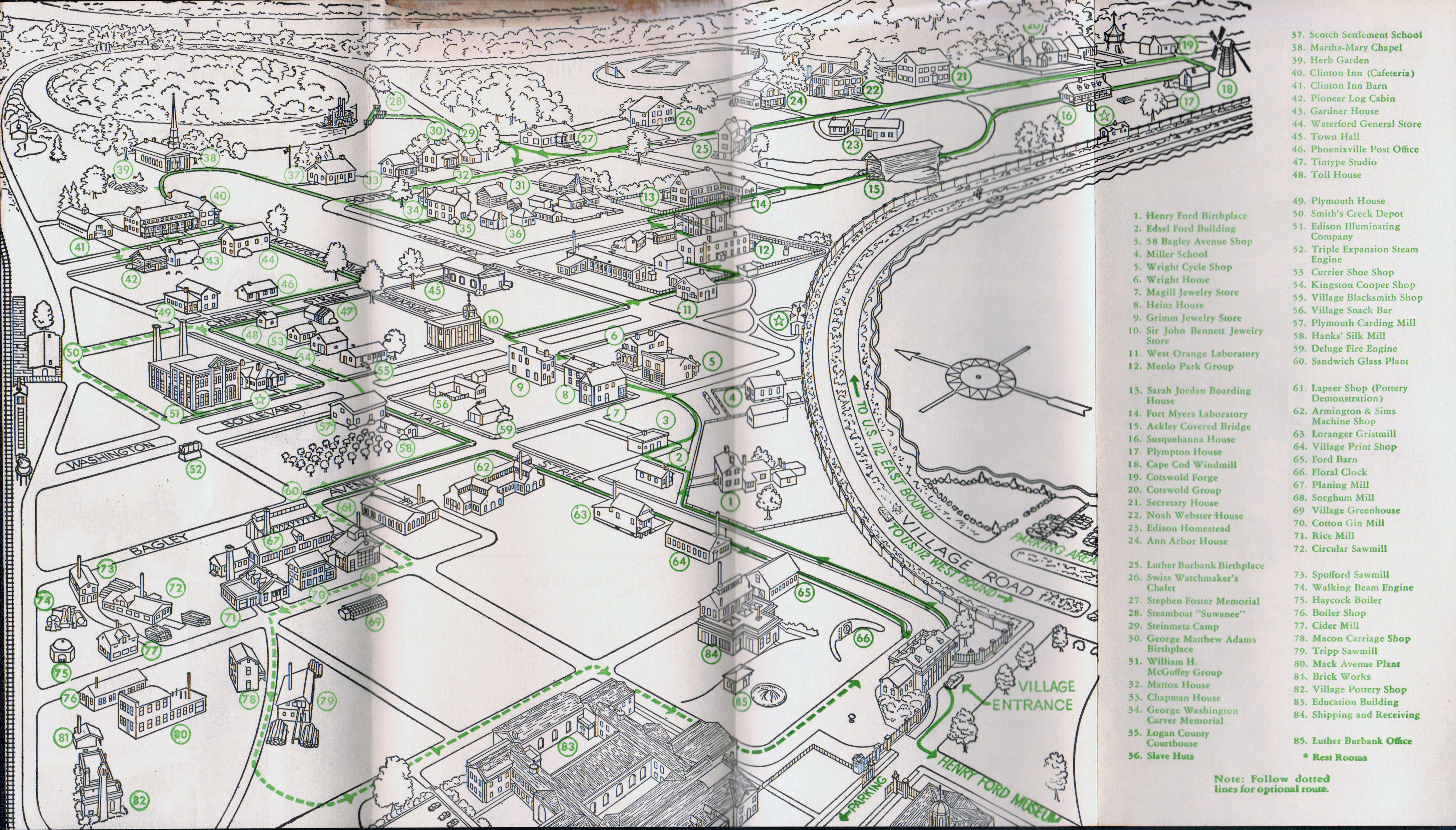 Greenfield Village - Detroit, MI - Welcome brochure map