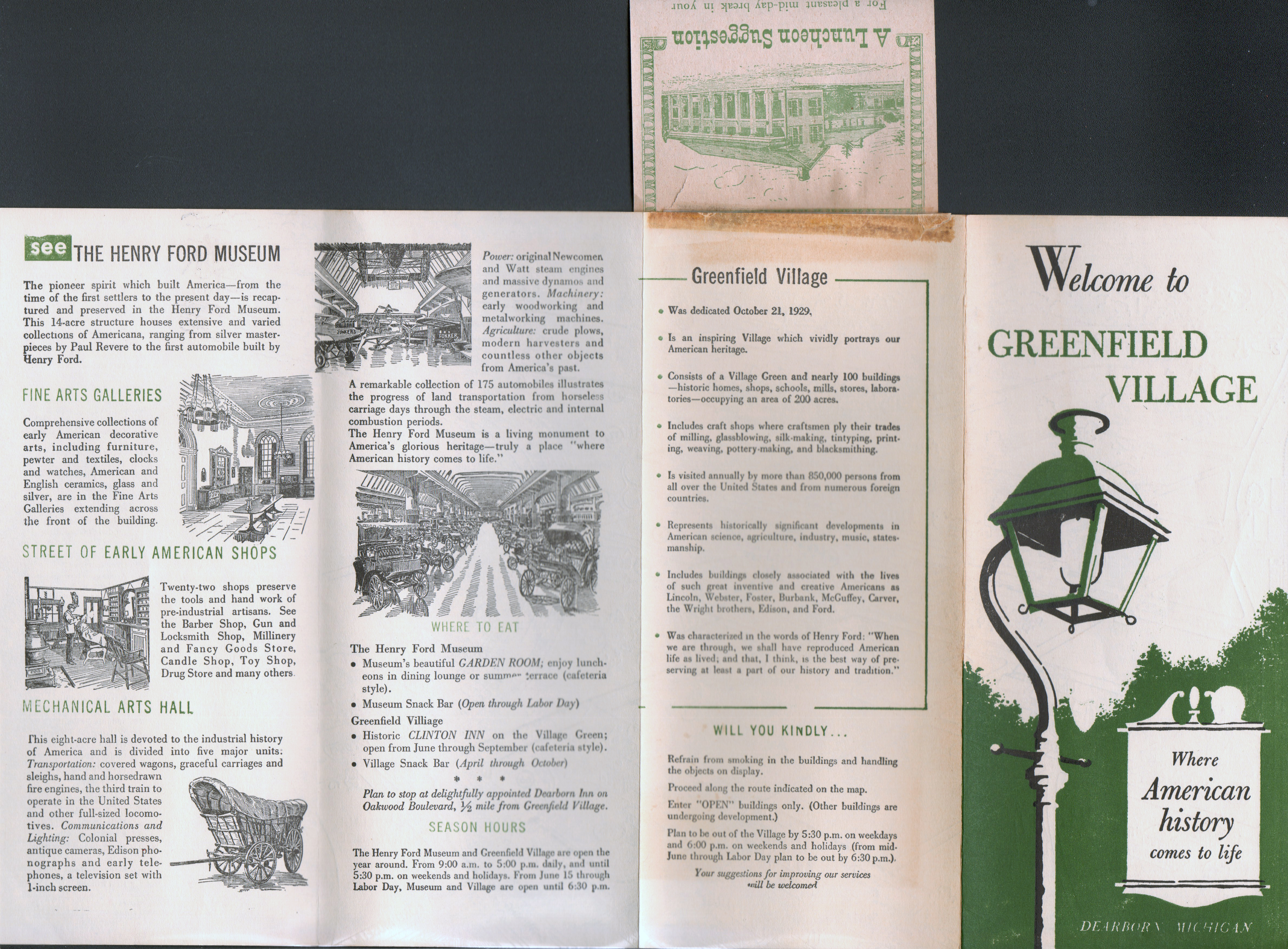 Greenfield Village - Detroit, MI - Welcome brochure